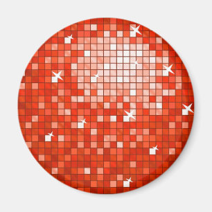 Disco Tiles Roter Kühlschrankmagnet rund Magnet