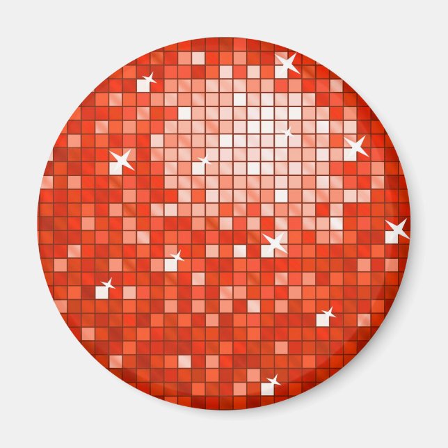 Disco Tiles Roter Kühlschrankmagnet rund Magnet (Vorne)