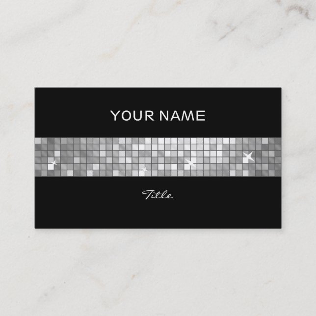 Disco Tiles "Silver" Fliesen Streifen schwarz Rück Visitenkarte (Vorderseite)