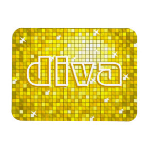 Disco Tiles Yellow 'diva' Premium Magnet