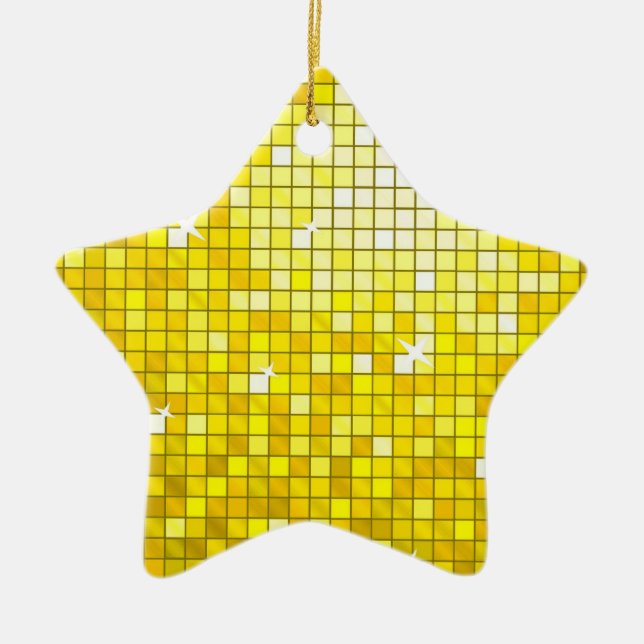 Disco Tiles Yellow Ornament Star (Vorne)