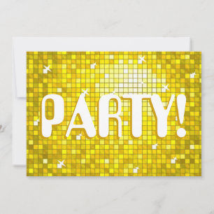 Disco Tiles Yellow 'PARTY' Einladung Amelia Text!