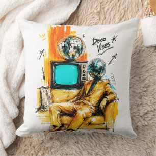 Disco-Vibes Retro 80er Disco-Kugel-Kunst Kissen