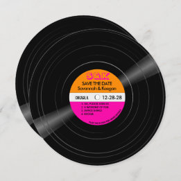 Disco Vinyl Record Rosa Streifen Hochzeit Save The Date