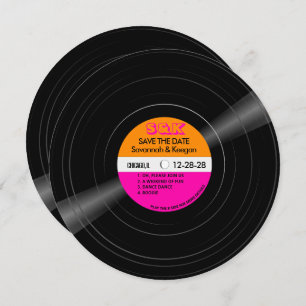 Disco Vinyl Record Rosa Streifen Hochzeit Save The Date