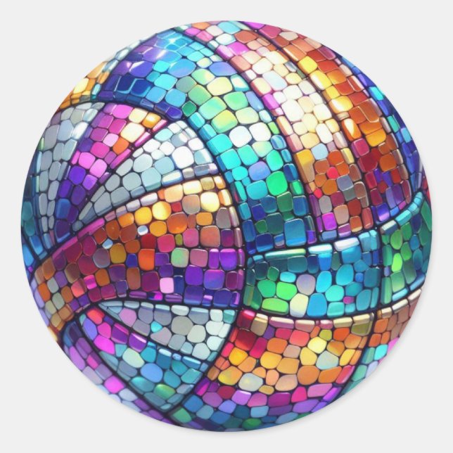 Disco Volleyball Round Stickers (Vorderseite)