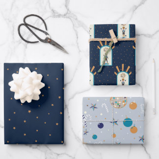 Disco Weihnachtswrapping Paper Flat Sheet Set 3 Geschenkpapier Set