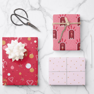 Disco Weihnachtswrapping Paper Flat Sheet Set 3 Geschenkpapier Set