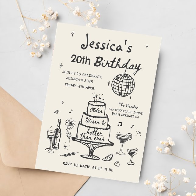 Disco Whimsical Hand Drawn Funky Birthday Party Einladung (Von Creator hochgeladen)