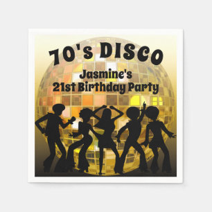Disco zum Geburtstag der 70er Jahre Gold Glitzer Serviette
