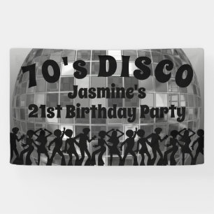 Disco zum Geburtstag   Silver Glitzer Ball Banner
