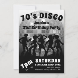 Disco zum Geburtstag | Silver Glitzer Ball Einladung
