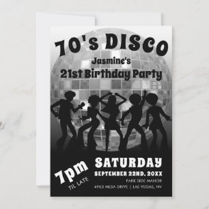 Disco zum Geburtstag Silver Glitzer Ball Einladung