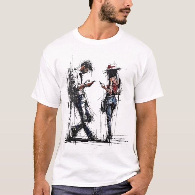Disconnected Parallel Screens Silent Conversation  T-Shirt (Vorderseite)