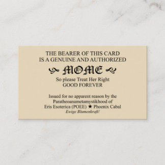 Discordian Mome Karte (Damenversion von Papst