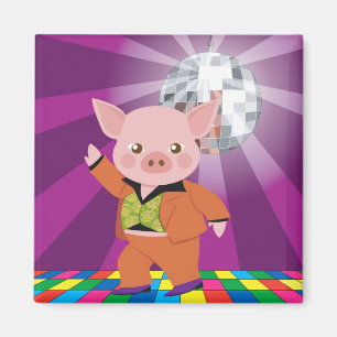 Discoschwein auf dem Tanzboden Magnet