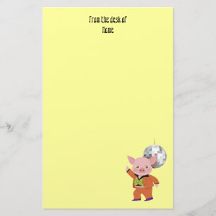 Discoschwein mit Discoball Briefpapier