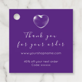 Discount-Code-Logo Gold-Herz Danke Lila Geschenkanhänger