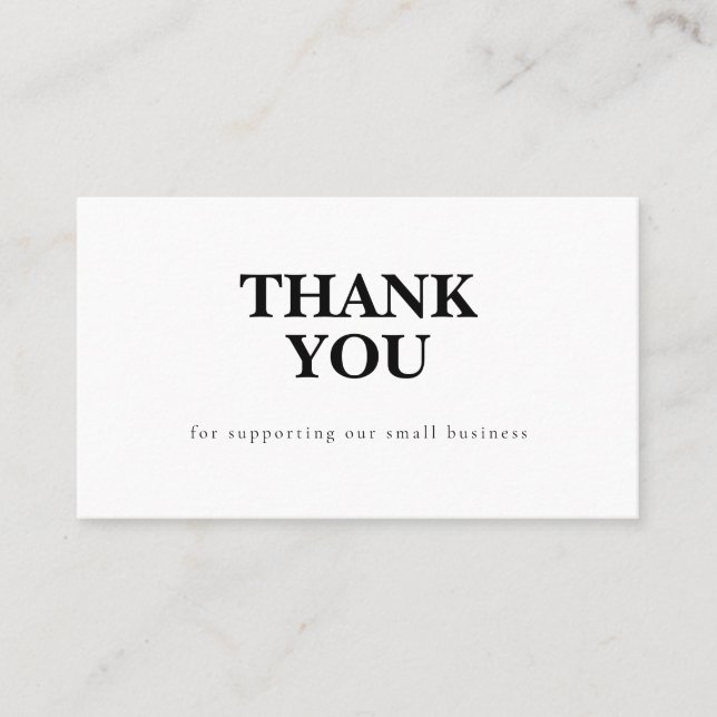Discount Code Thank You Card Small Business Visitenkarte (Vorderseite)