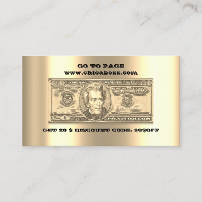 Discount Insert Card 20$ Online QR Codes Gold Visitenkarte (Vorderseite)