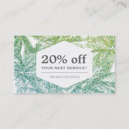 Discount-Karte Tropical Green/Aqua Glitzer Palms Rabattkarte