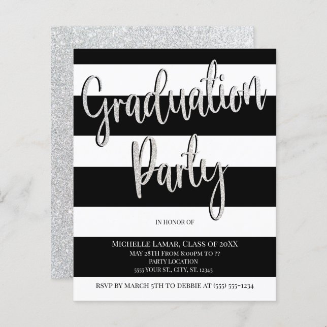 Discount Stripes Graduation Party Einladungen (Vorne/Hinten)
