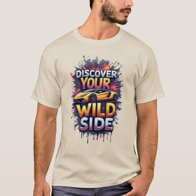 Discover Your Wild Side: Bright Yellow Sports Car T-Shirt (Vorderseite)