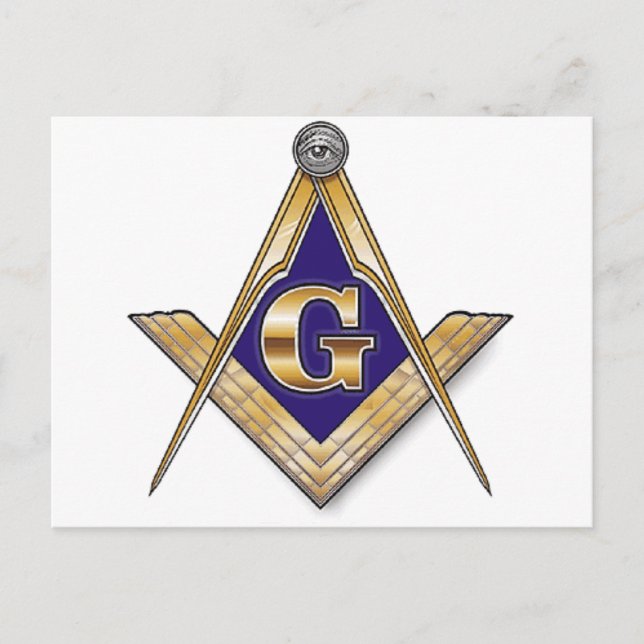 Discreet Blue Square & Compasses Postkarte (Vorderseite)