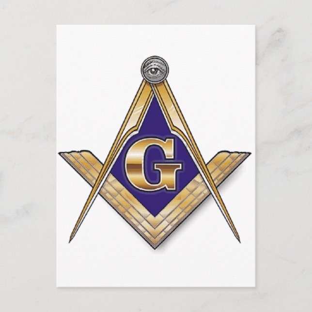 Discreet Blue Square & Compasses Postkarte (Vorderseite)