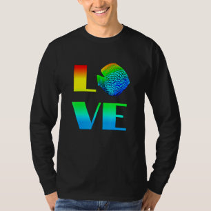 Discus Fish Regenbogen Liebe Exotic Aquarium Fisch T-Shirt