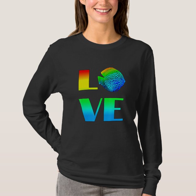 Discus Fish Regenbogen Liebe Exotic Aquarium Fisch T-Shirt (Vorderseite)