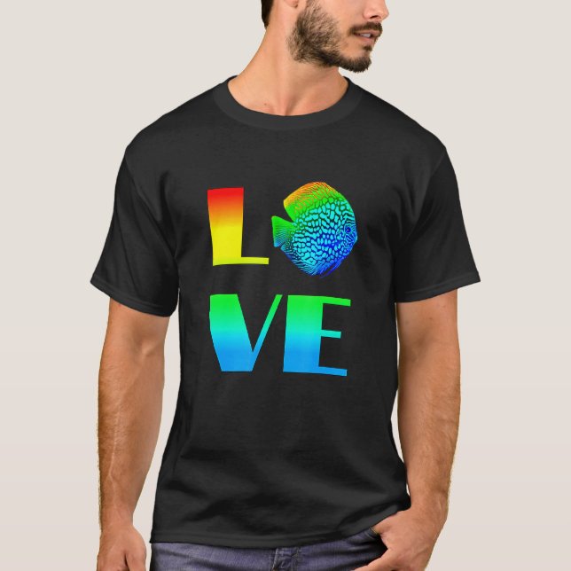 Discus Fish Regenbogen Liebe Exotic Aquarium Fisch T-Shirt (Vorderseite)