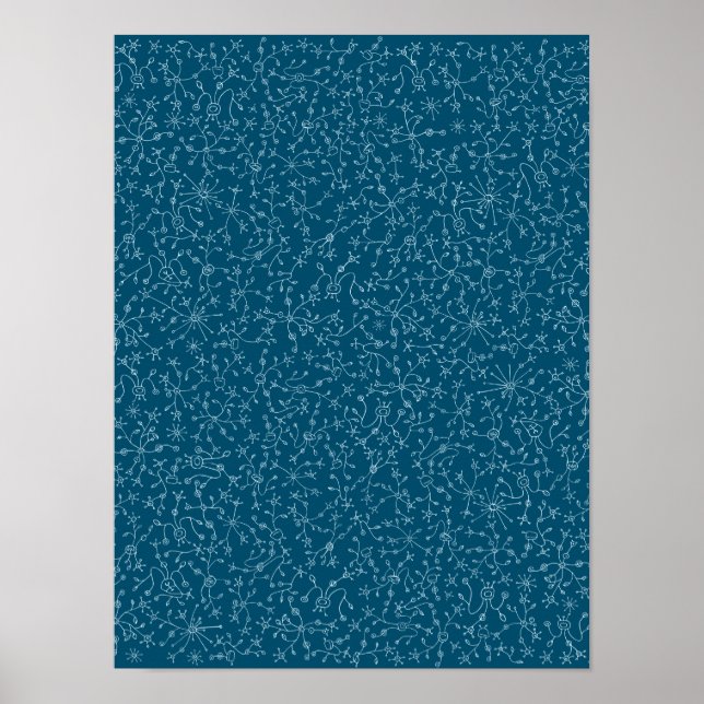 Diseño abstracto en fondo azul. Vegetación alieníg Poster (Vorne)