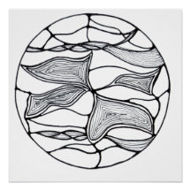 Diseño de flor abstracta en blanco y negro