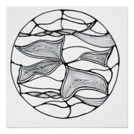 Diseño de flor abstracta en blanco y negro poster