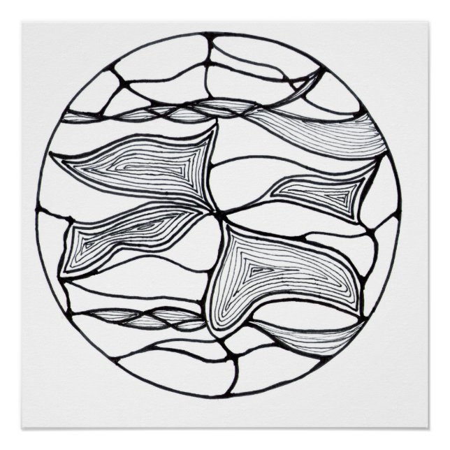 Diseño de flor abstracta en blanco y negro poster (Vorderseite)