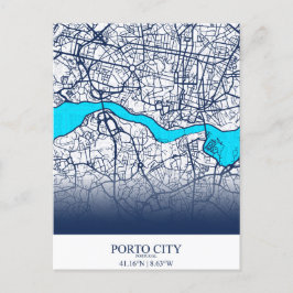 Diseño personalizado de mapa de la ciudad de Porto Postkarte