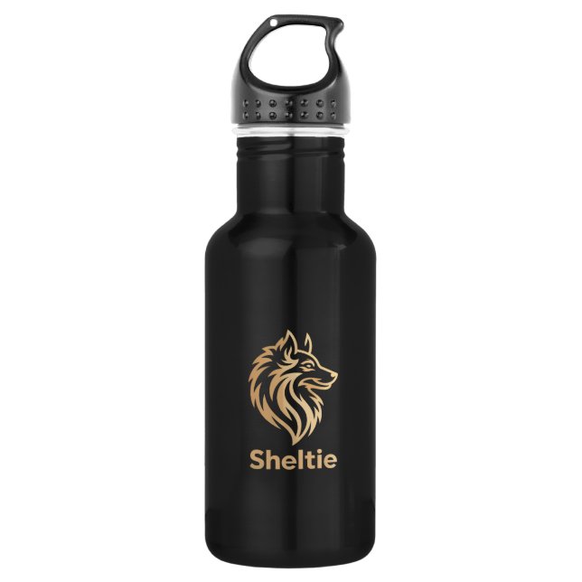 Diseño Premium de Sheltie en Dorado Edelstahlflasche (Vorderseite)