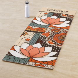 Diseño retro de flores de Lotus Yogamatte