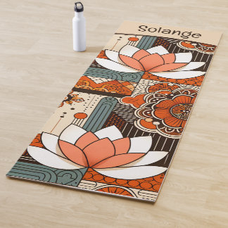 Diseño retro de flores de Lotus Yogamatte
