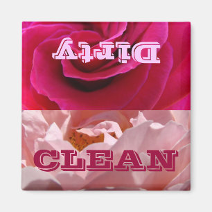 Dish Washer Magnete CLEAN Dirty Magnet Pink Rose