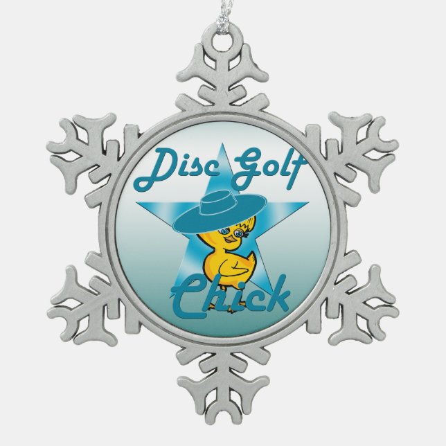 Disk Golf #7 Schneeflocken Zinn-Ornament (Vorderseite)