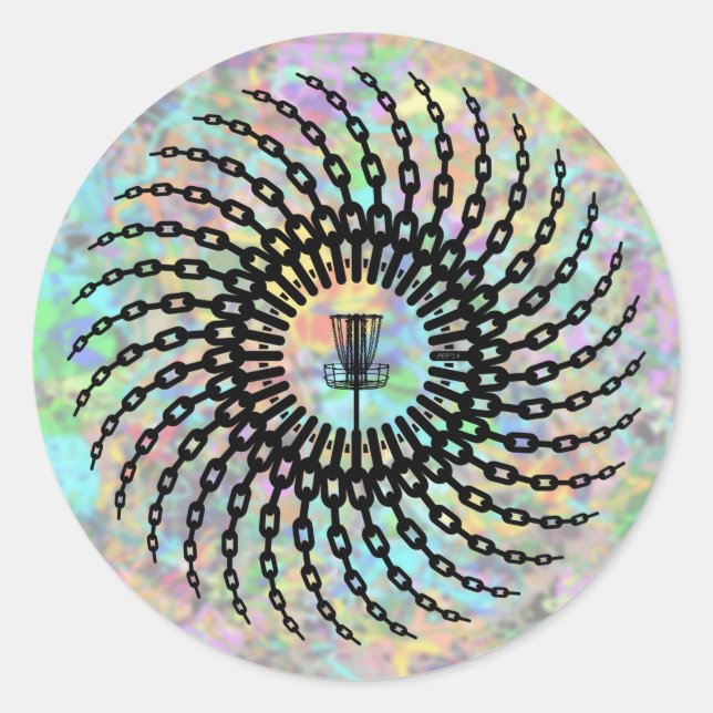 Disk Golf Basket Chains Runder Aufkleber (Vorderseite)