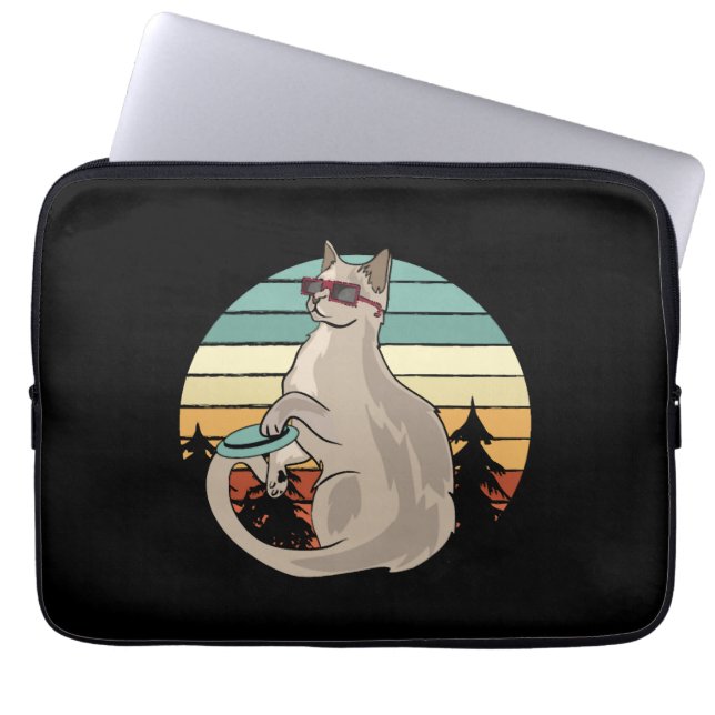 Disk Golf Basket Funny Cat Gift Player Laptopschutzhülle (Vorderseite)