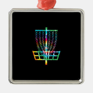 Disk Golf Basket - Hippie Rainbow Gift Ornament Aus Metall
