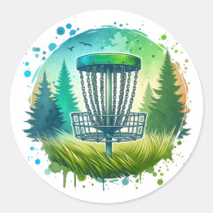 Disk Golf Basket Runder Aufkleber
