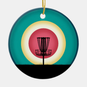 Disk Golf Basket Silhouette Keramik Ornament