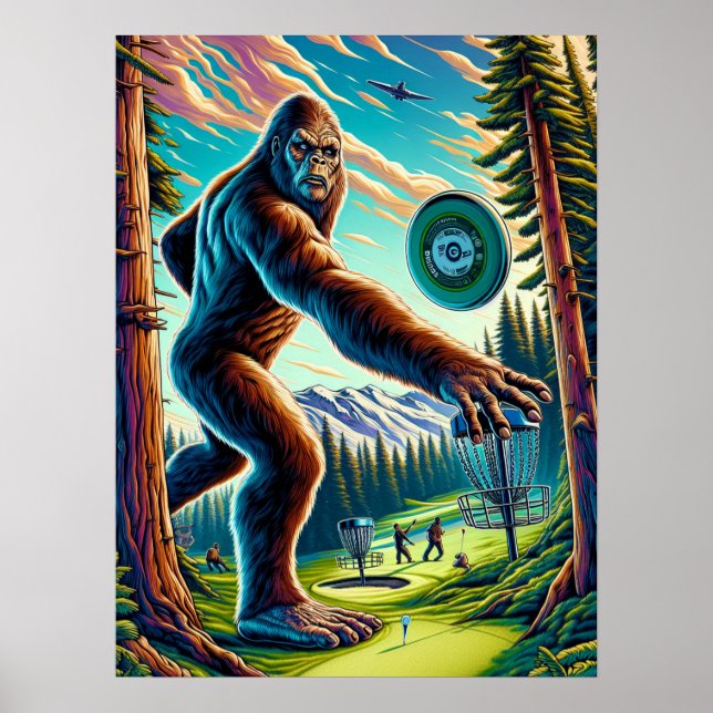 Disk Golf Bigfoot im Wald Poster (Vorne)