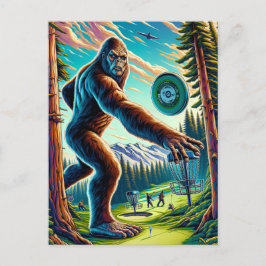Disk Golf Bigfoot im Wald Postkarte