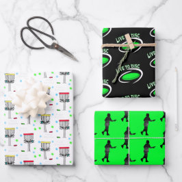 Disk Golf Black, Lime Green und White Birthday Geschenkpapier Set